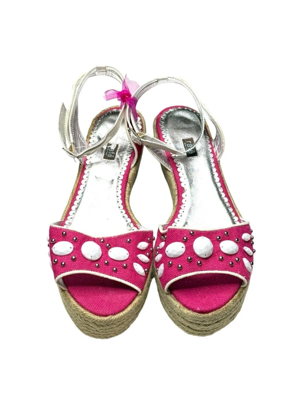 Vintage Y2K: Rafé NY ❤︎︎ Faceted Pearl Embellished Espadrille Sandal ❤︎︎ Pink 9M